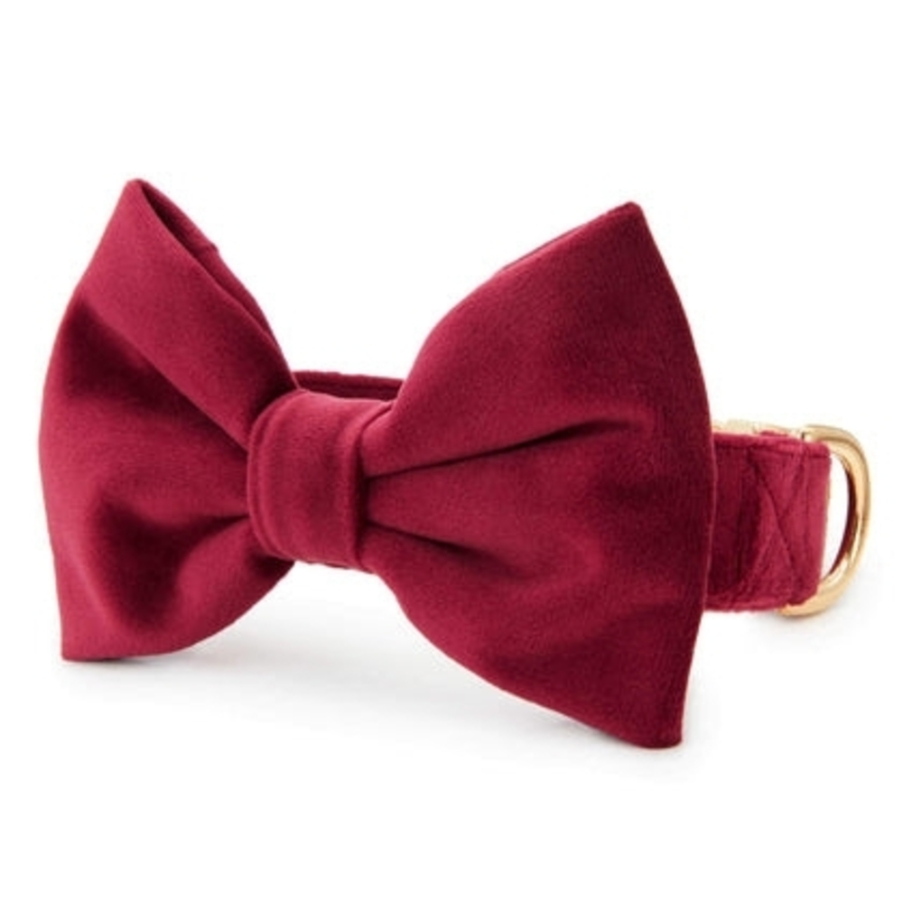 The Foggy Dog Burgundy Red Bow Tie Collar And Matching Leash, Large